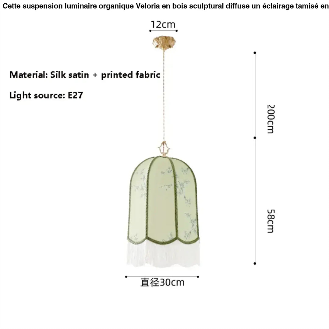 Suspension luminaire vintage floral avec des franges élégantes