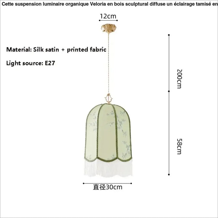 Suspension luminaire vintage floral avec des franges élégantes