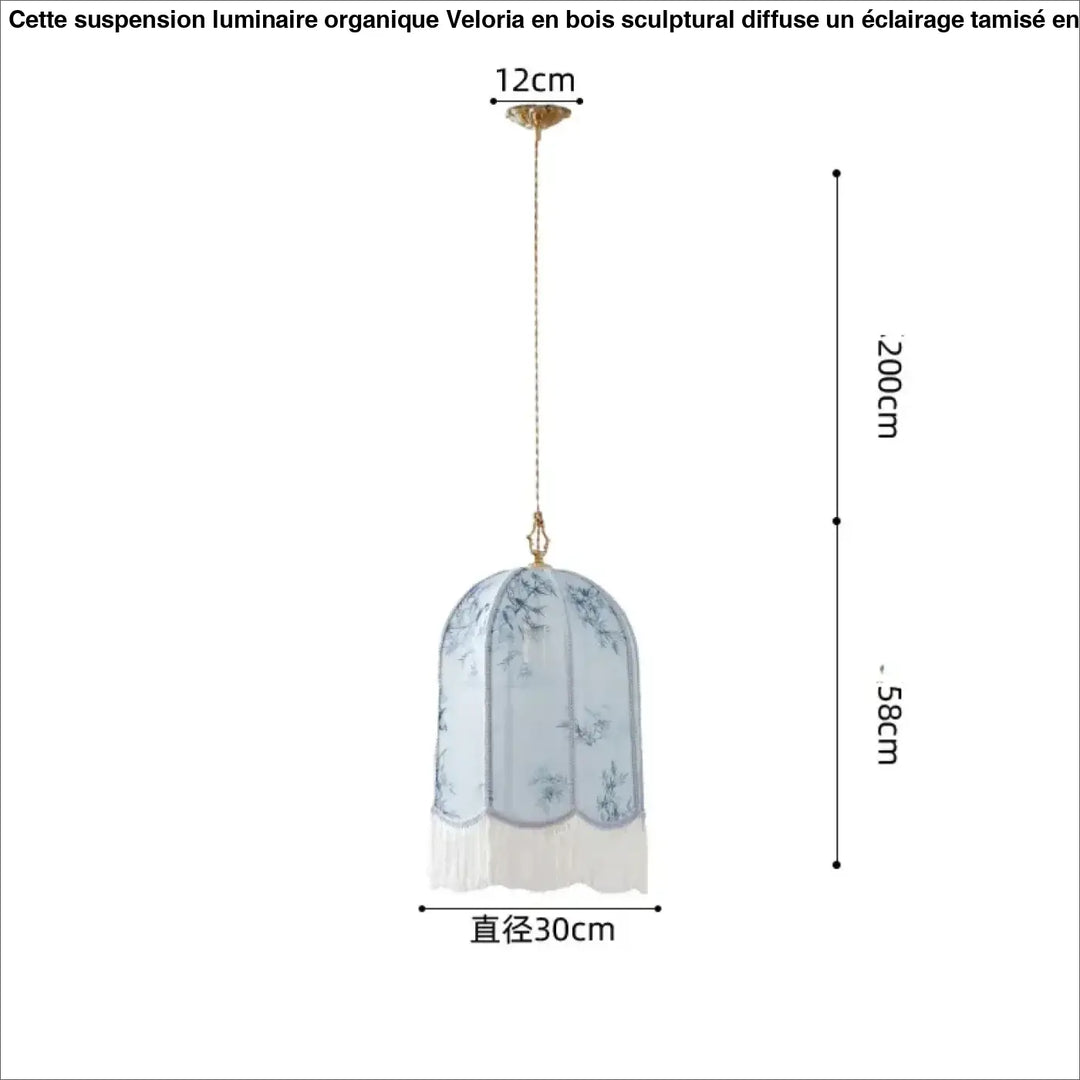 Suspension luminaire vintage floral avec des franges élégantes