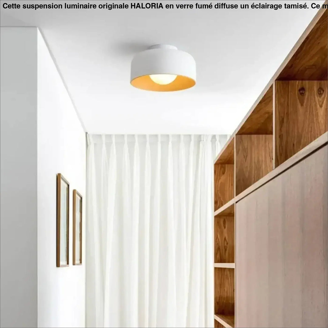 Plafonnier rond avec intérieur bois design moderne chic