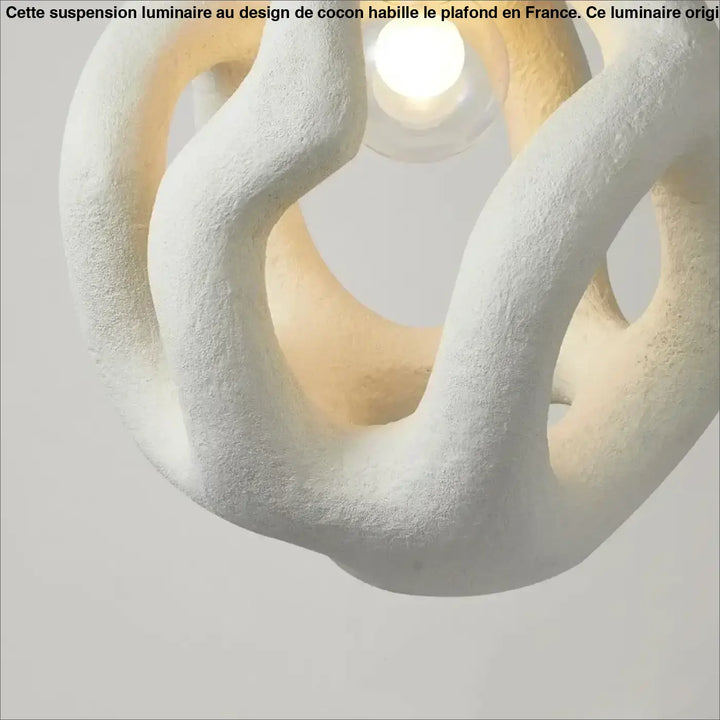 Suspension Luminaire Orignal Au Design De Cocon Résine Blanc Ou Noir