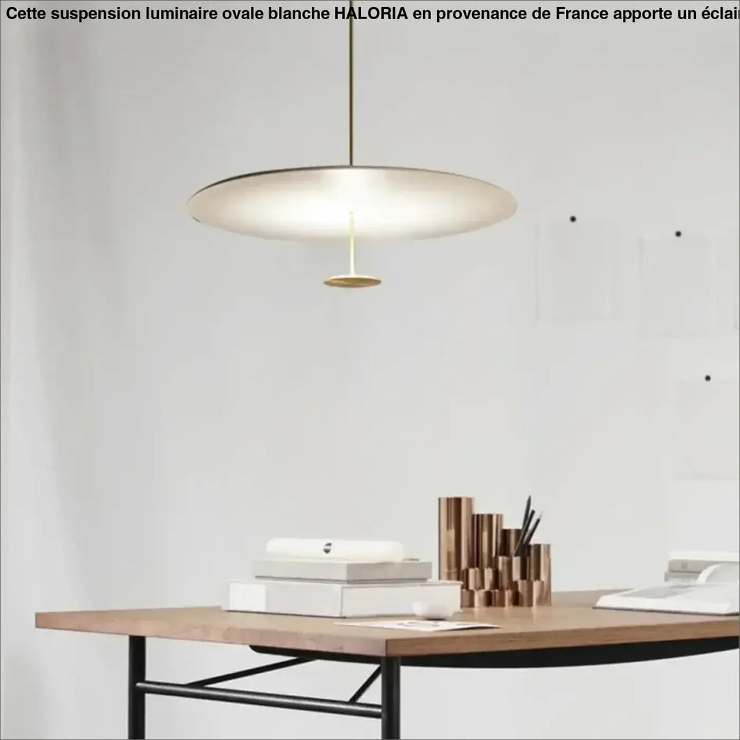 Suspension Luminaire Ovale Blanche Moderne En Aluminium