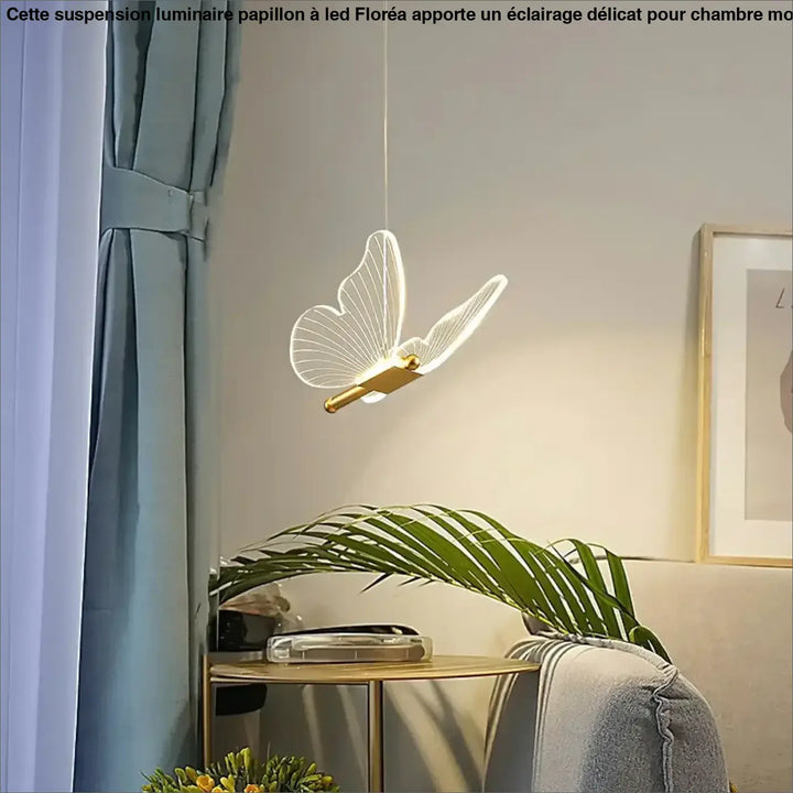 Suspension Luminaire Papillon À LED Effet Envol Doré