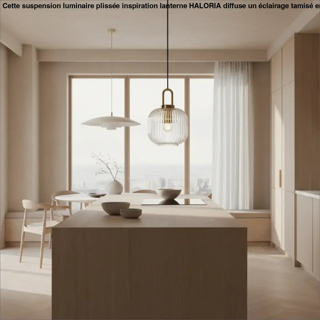 Suspension design contemporaine verre strié élégance chic