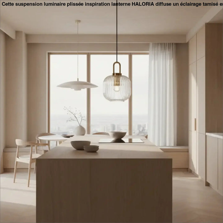 Suspension design contemporaine verre strié élégance chic