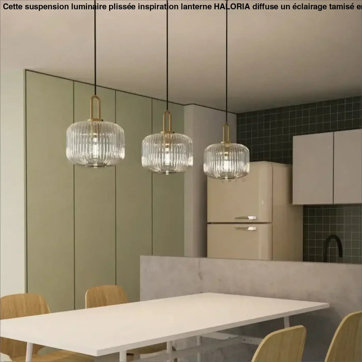 Suspension Design Contemporaine Verre Strié Élégance Chic