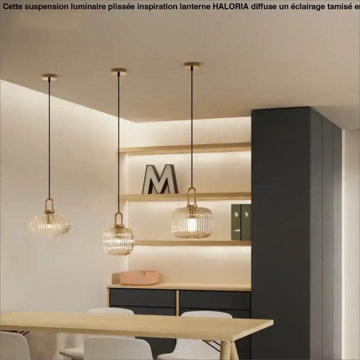 Suspension Design Contemporaine Verre Strié Élégance Chic