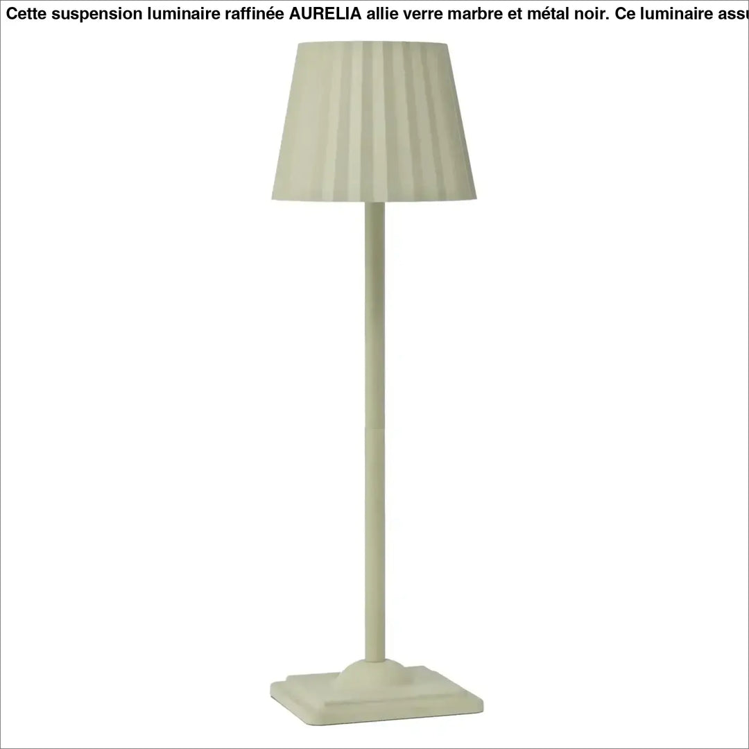 Lampe de table escale avec abat-jour en tissu plissé crème et pied métallique élancé
