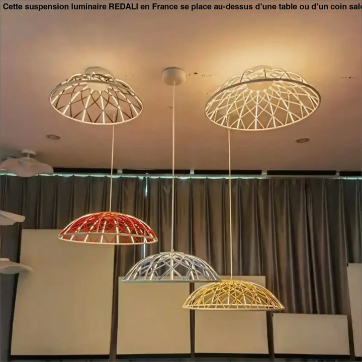 Suspension design moderne dôme tressé multicolore élégante