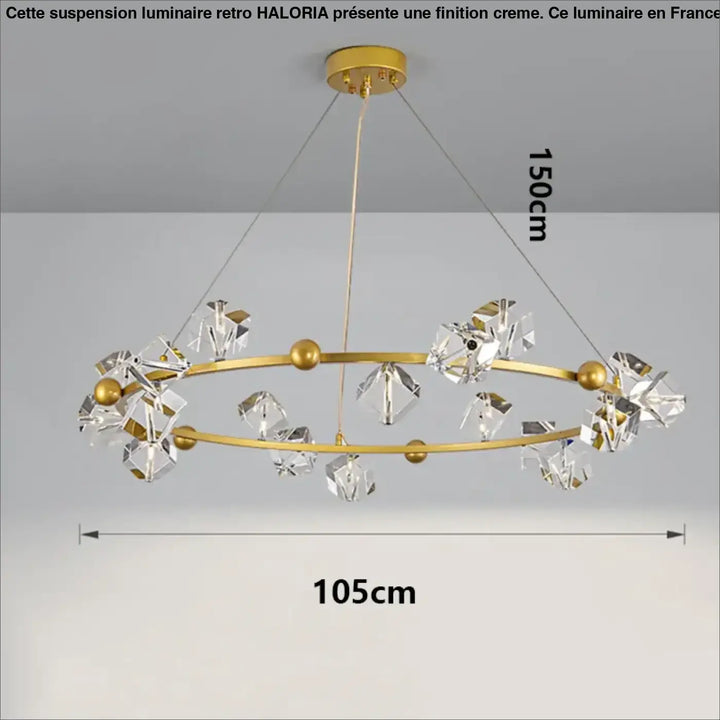 Suspension anneau cristal luxueux pour salon moderne