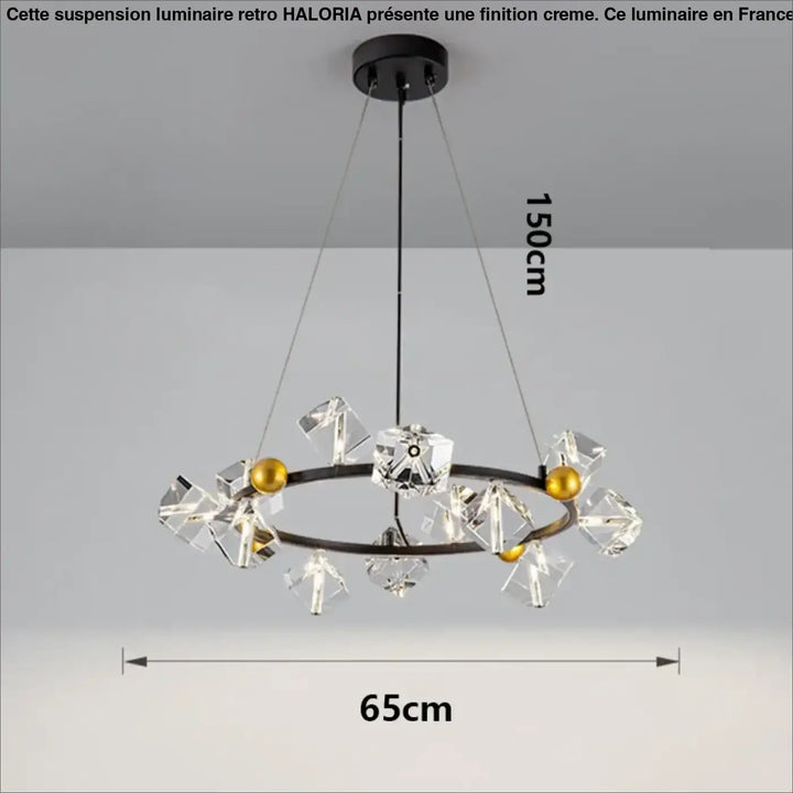 Suspension anneau cristal luxueux pour salon moderne