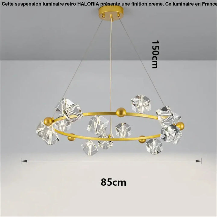 Suspension anneau cristal luxueux pour salon moderne