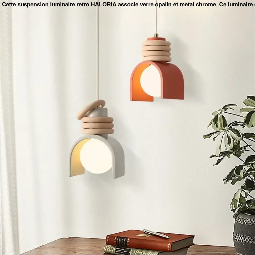 Suspension design archi résine et fer moderne chic