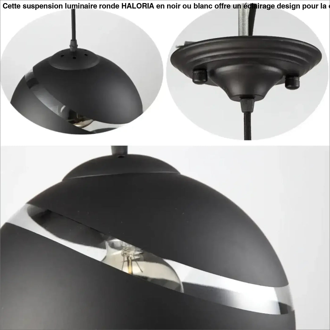 Suspension luminaire ronde disponible en noir ou blanc

