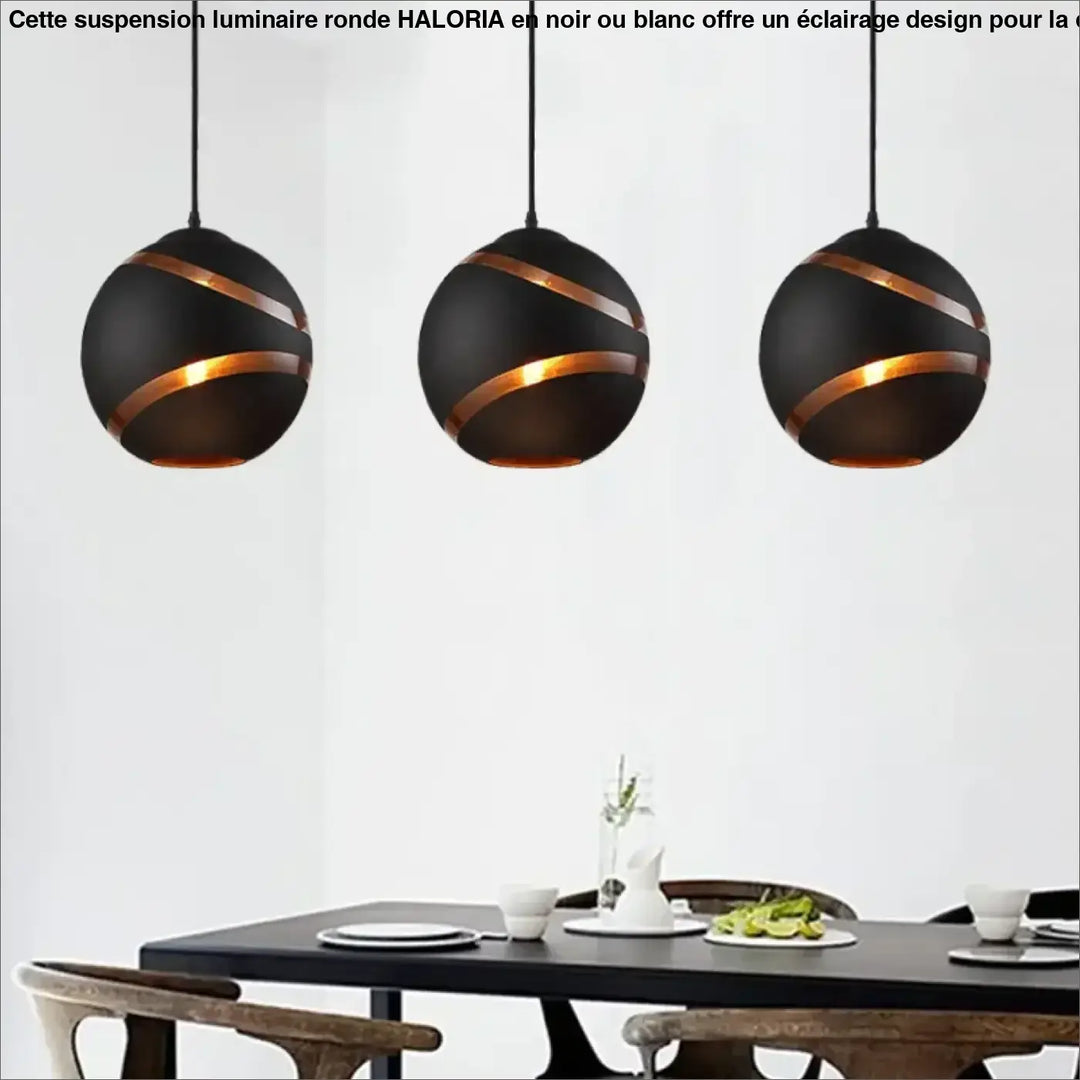 Suspension luminaire ronde disponible en noir ou blanc

