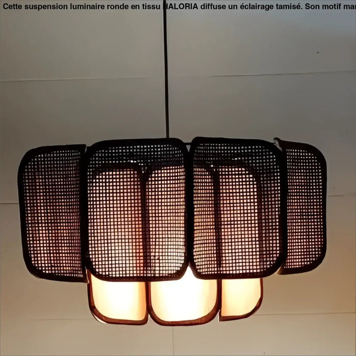 Suspension design osier et métal naturel et moderne chic
