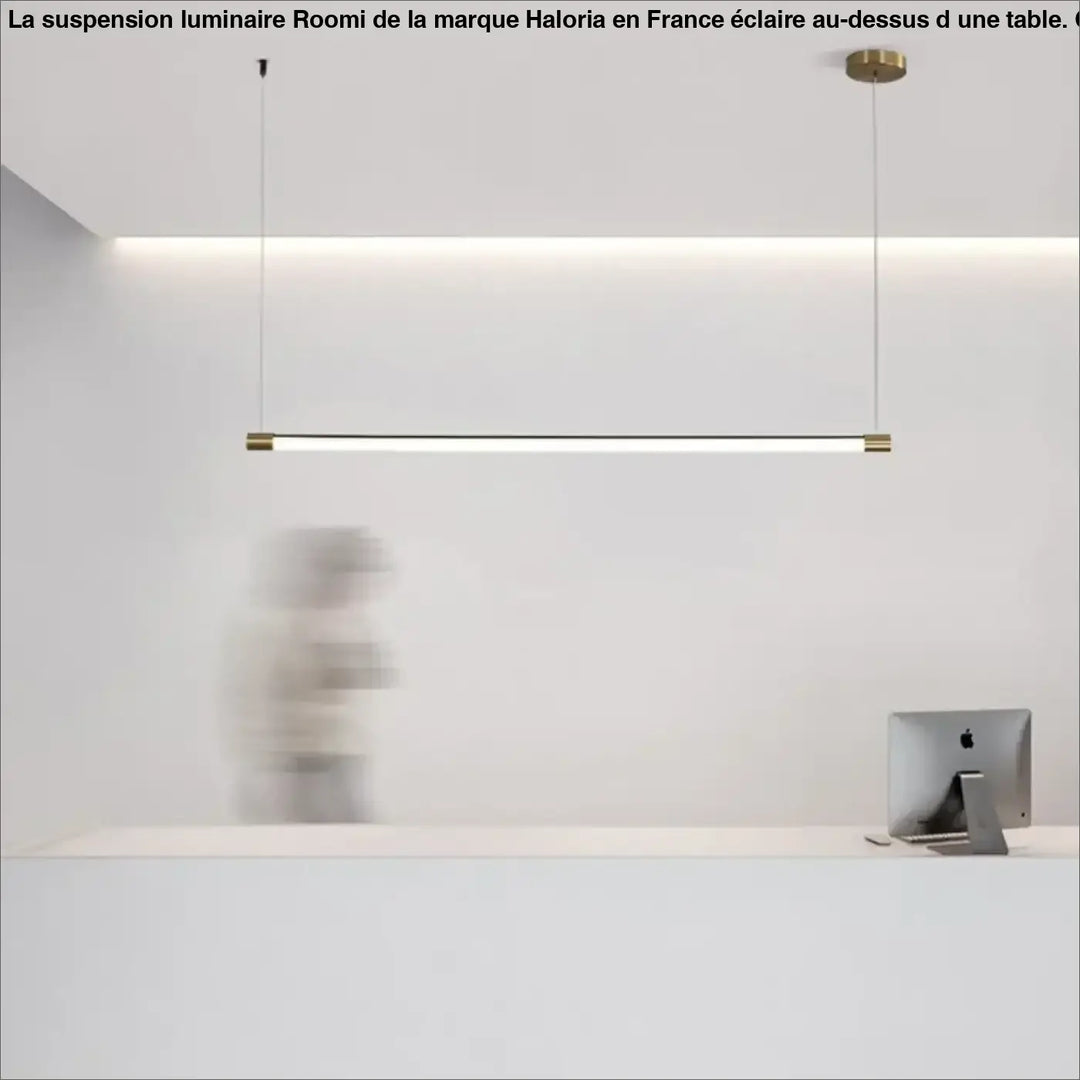 Suspension luminaire design minimaiste blanche avec motif doré