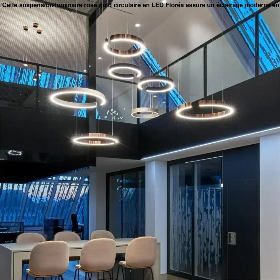 Suspension Luminaire Rose Gold Circulaire En LED Design Moderne