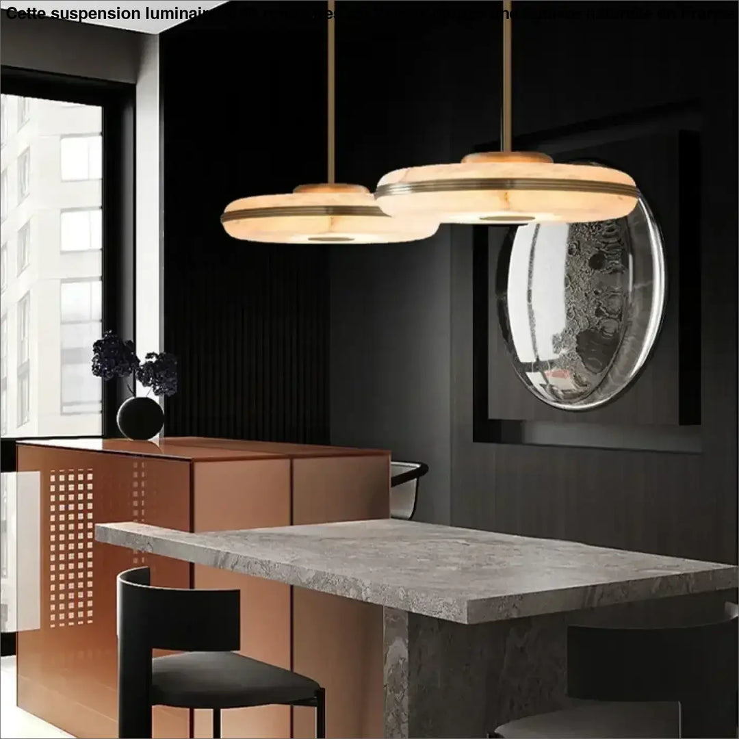 Suspension luminaire design led marbré pour salon moderne