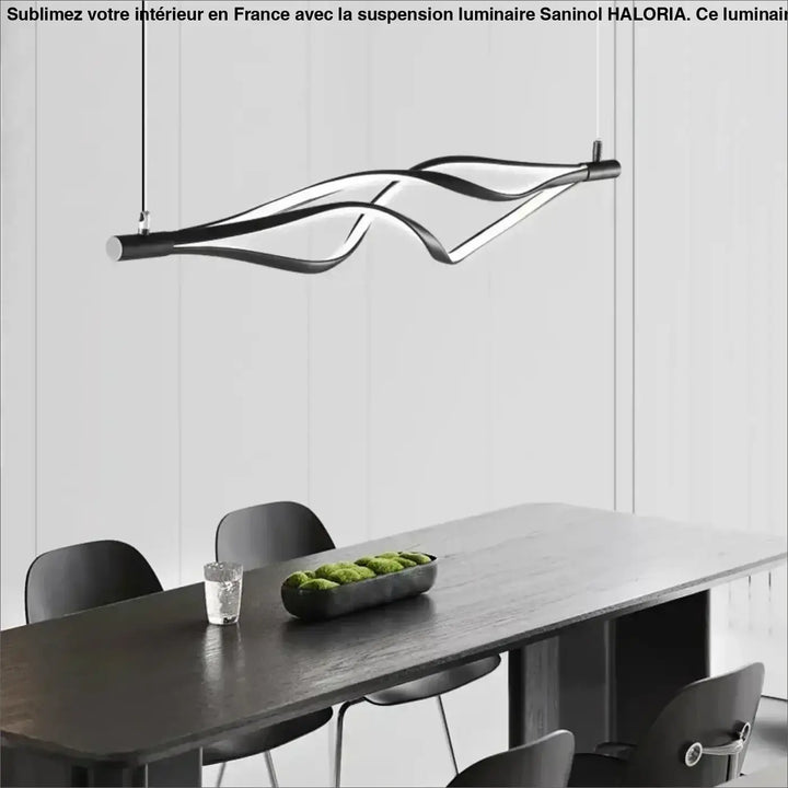 Suspension luminaire saninol en forme donde moderne noire et chrome en métal pour éclairage intérieur design