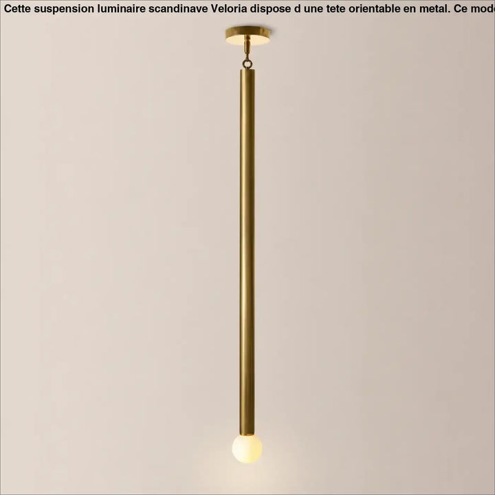 Suspension luminaire hinty en laiton avec tube métallique cylindrique et globe lumineux design verticale éclaire élégamment