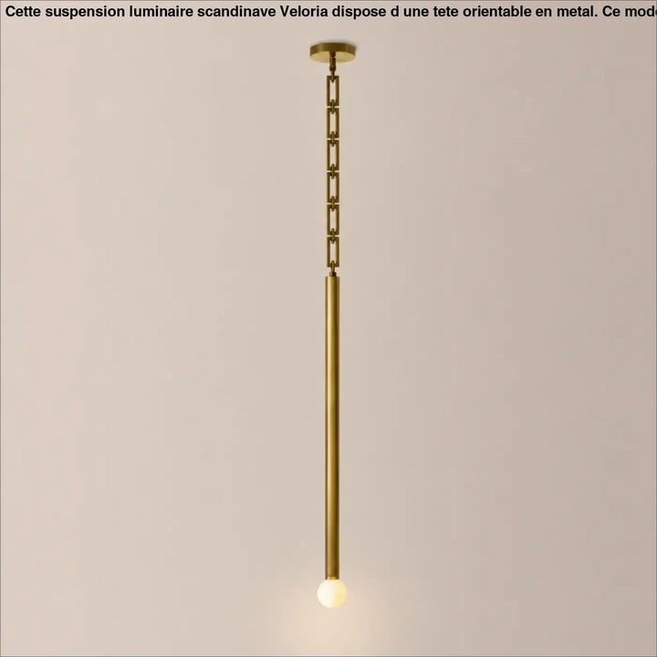 Suspension luminaire hinty en tube métallique vertical en laiton avec globe lumineux et chaîne de suspension élégante