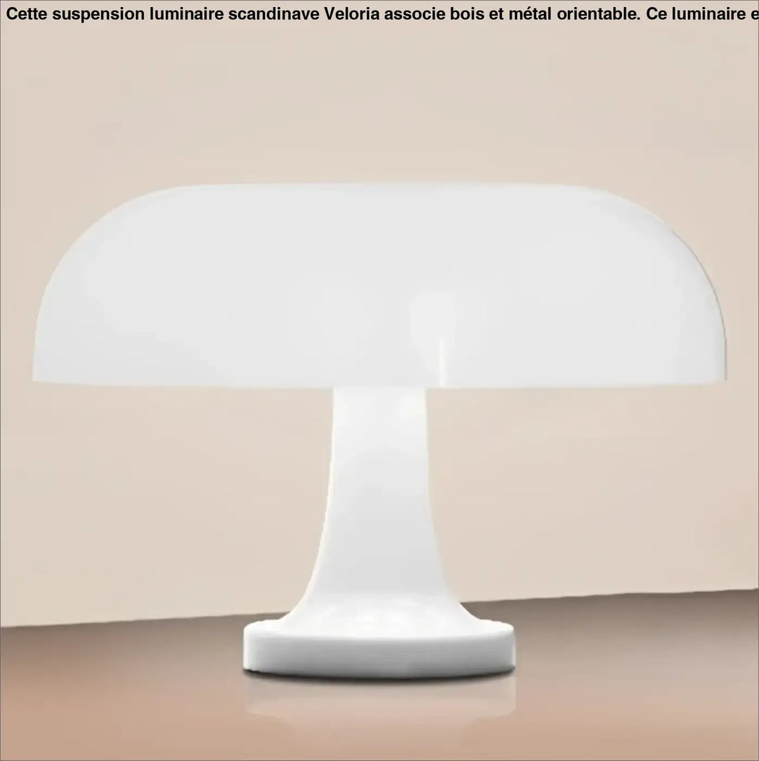 Lampe de table fenO en forme de champignon blanc avec finition lisse et lumière chaude, piles sont-elles incluses