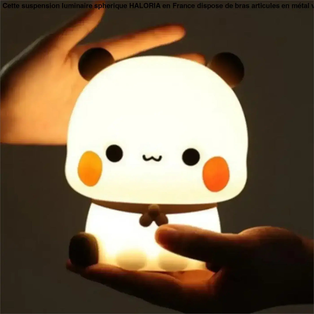 Veilleuse panpan en forme de panda blanc avec lumière douce et lampe cosy idéale pour chez soi, tenue à la main