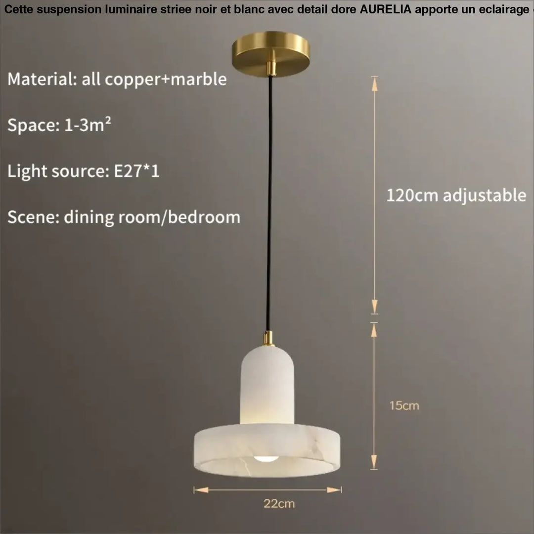 Suspension en marbre et doré design moderne blanc luxe