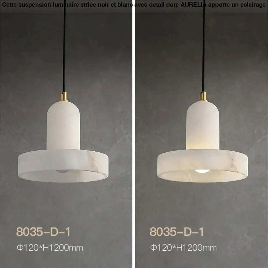 Suspension en marbre et doré design moderne blanc luxe