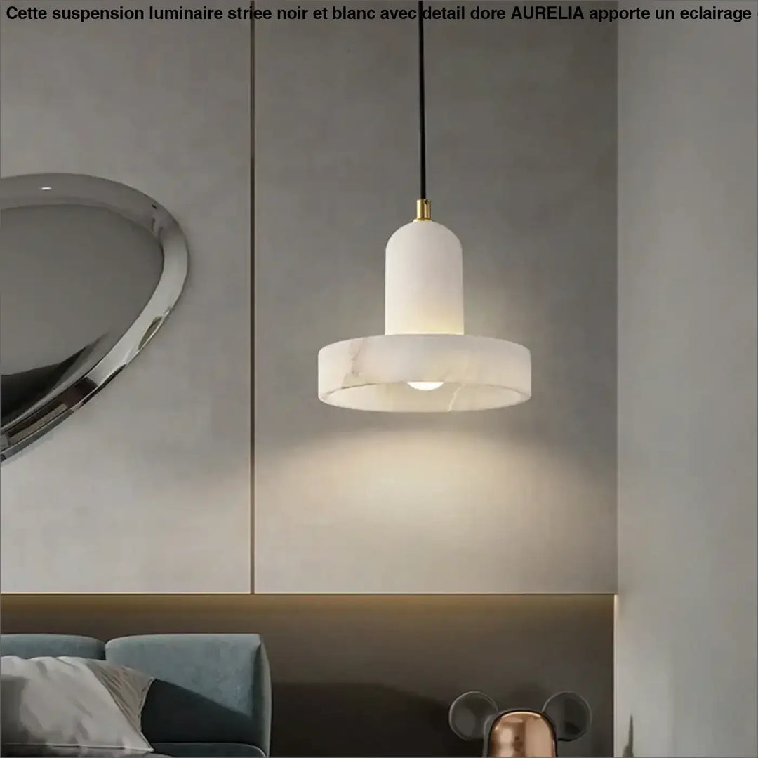 Suspension en marbre et doré design moderne blanc luxe