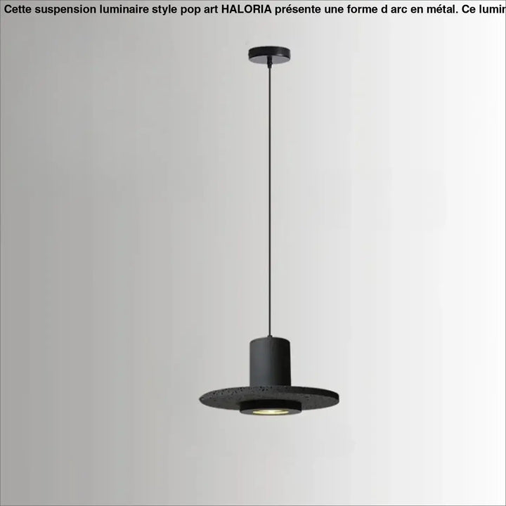 Suspension luminaire danys noir texturé avec corps cylindrique et abat-jour circulaire pour salle à manger trou noir pierre