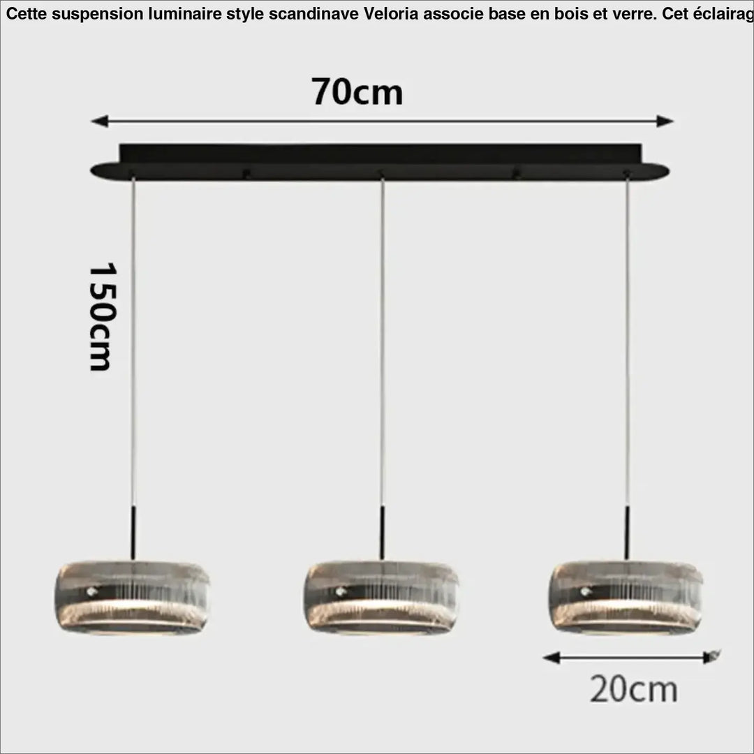 Suspension luminaire suspendue en verre avec support noir