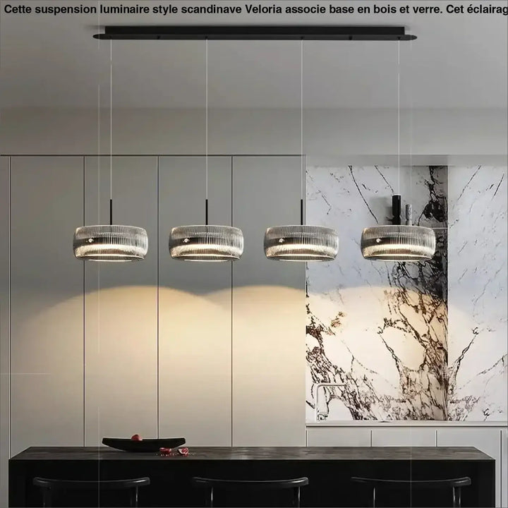 Suspension luminaire suspendue en verre avec support noir