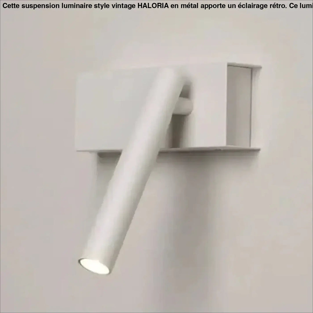 Applique murale blanc minimaliste avec bras cylindrique et base rectangulaire pour éclairage intérieur mural
