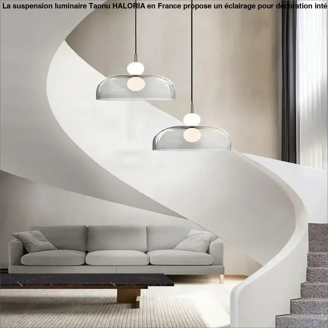 Suspension luminaire moderne en verre courbé transparent