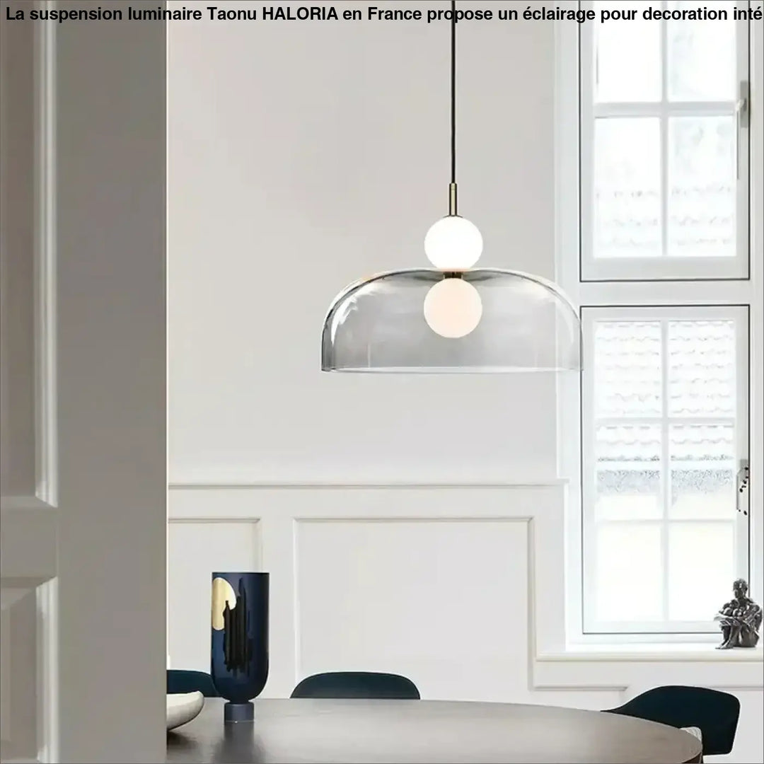 Suspension luminaire moderne en verre courbé transparent