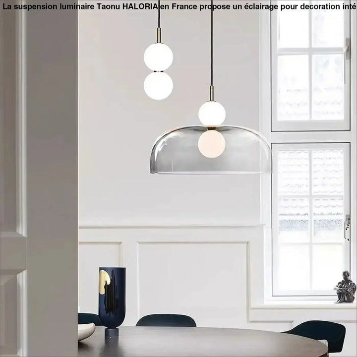 Suspension luminaire moderne en verre courbé transparent