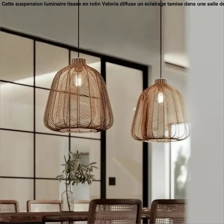 Suspension luminaire tissée en rotin pour salle de bain moderne

