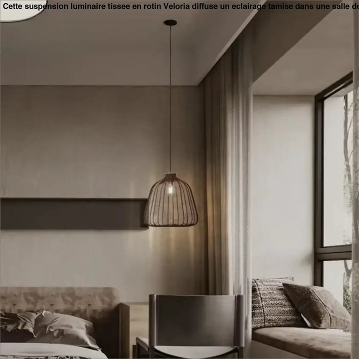 Suspension luminaire tissée en rotin pour salle de bain moderne

