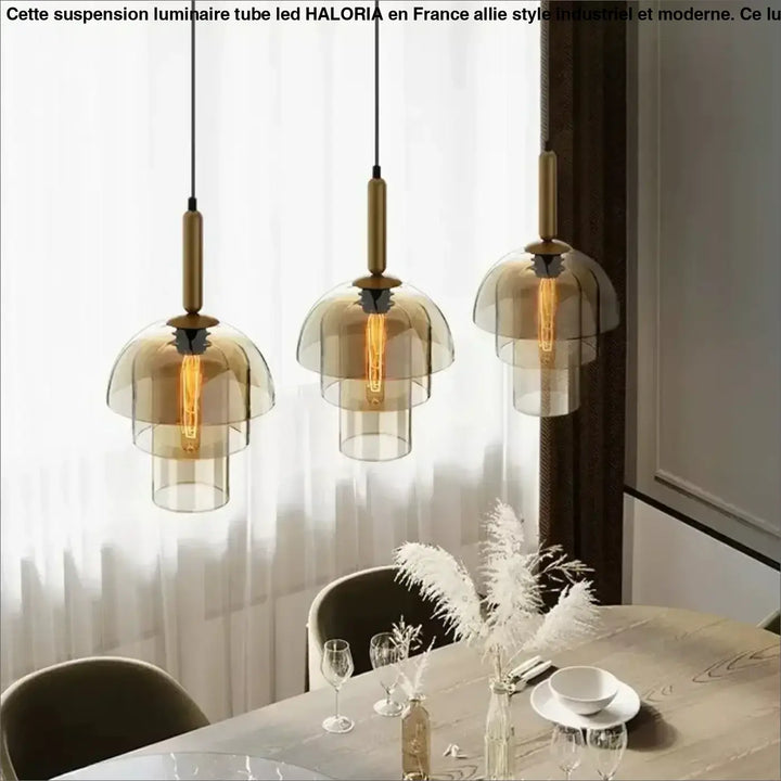 Modern Glass Pendant Lamp for Living Room Restaurant Bedroom Bedside Minimalist Amber Hanging Light E27 LED Home