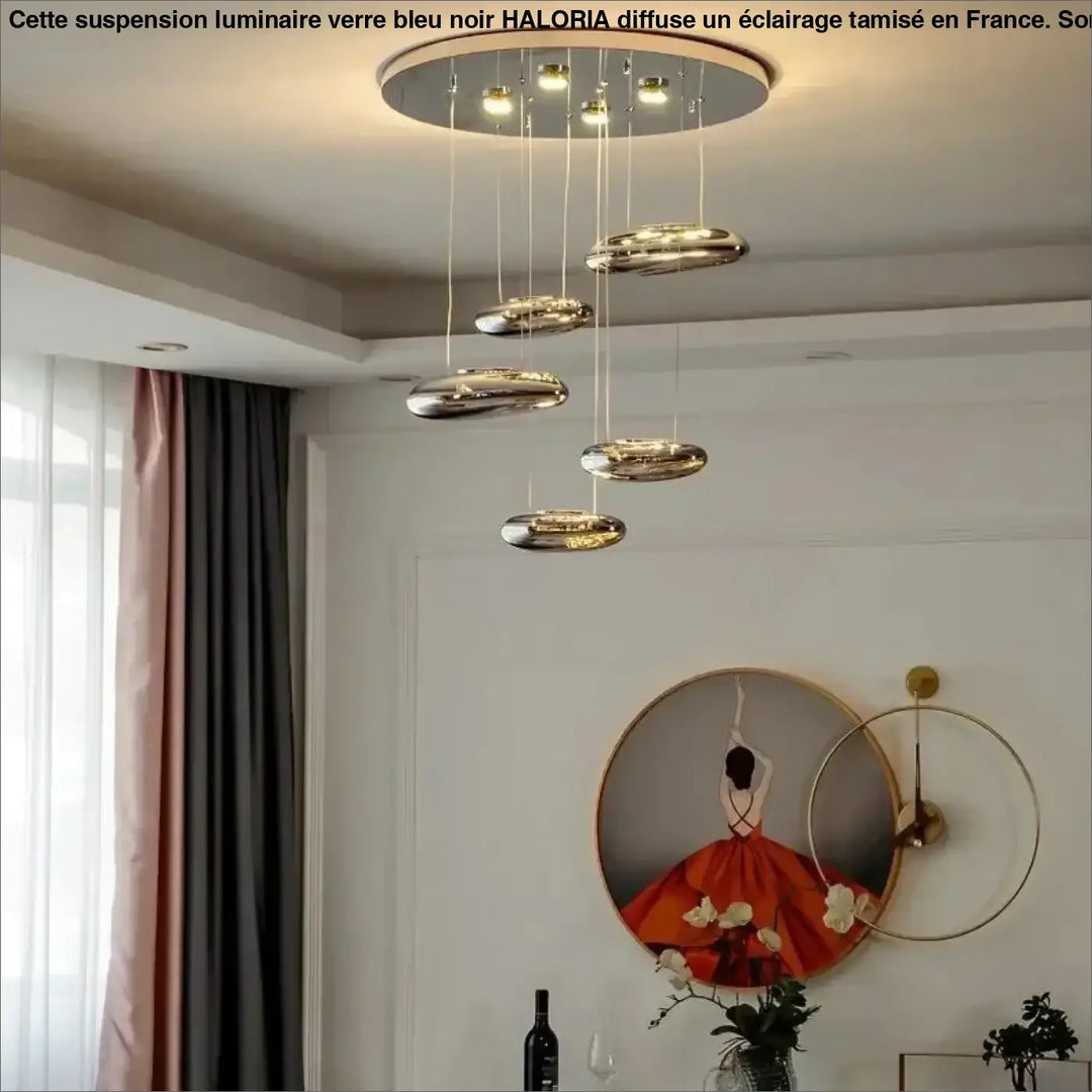 Suspension design élégant forme galets style moderne