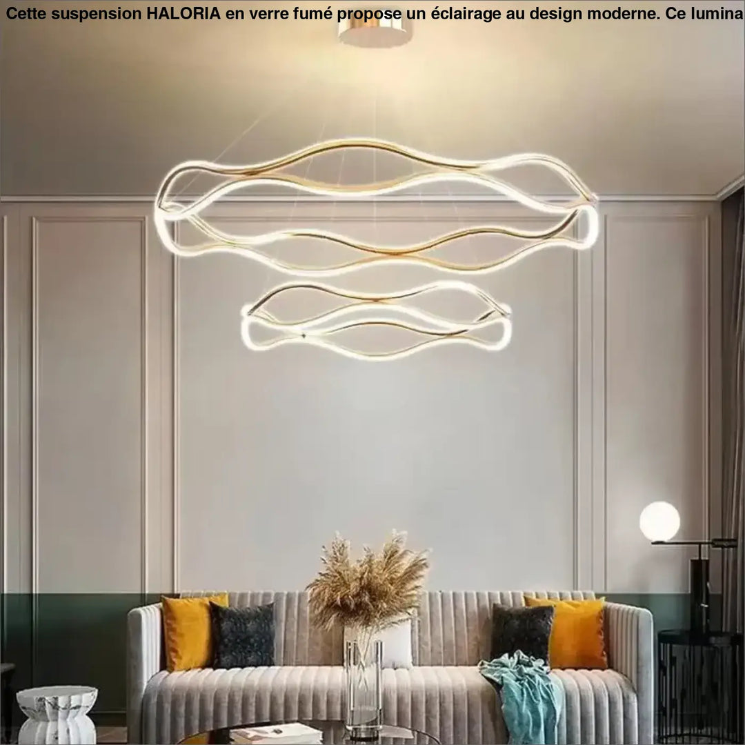 Suspension Luminaire LED Moderne Design Ondulé Blanc Élégant


