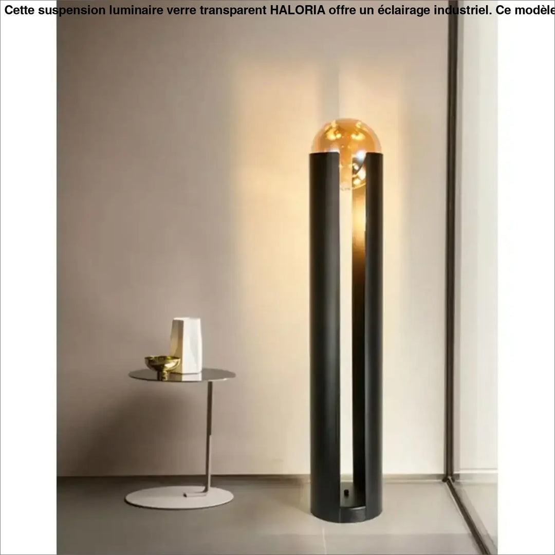 Lampadaire moderne en noir avec boule en verre design élégant