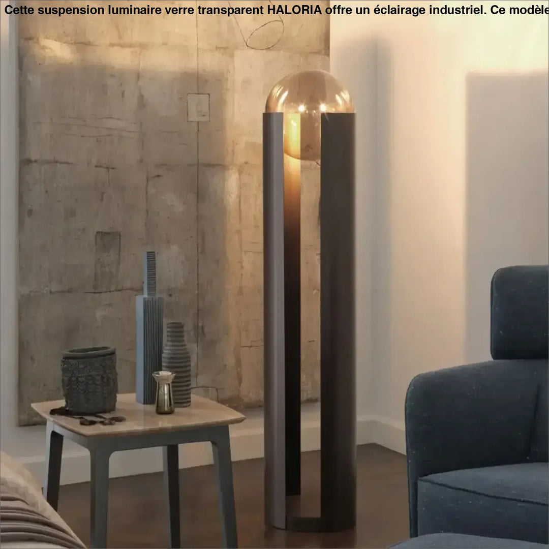 Lampadaire moderne en noir avec boule en verre design élégant