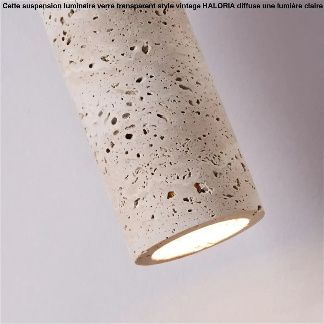 Suspension luminaire design en pierre naturelle et bois