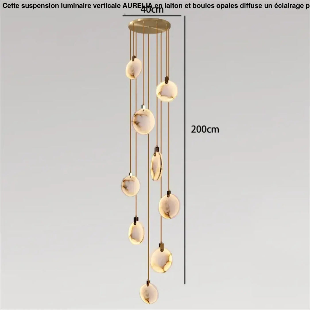 Suspension luminaire cascade en albâtre blanc élégant