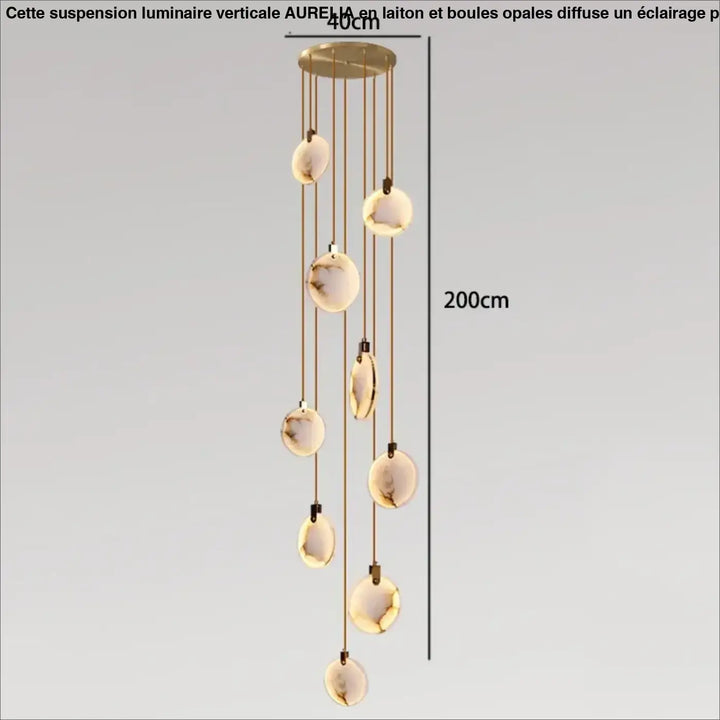 Suspension luminaire cascade en albâtre blanc élégant