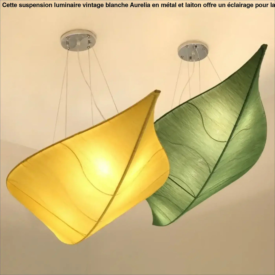 Suspension feuille écologique en tissu et métal chic