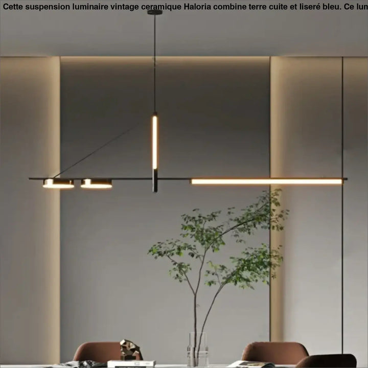 Suspension luminaire design moderne ligne minimaliste noir